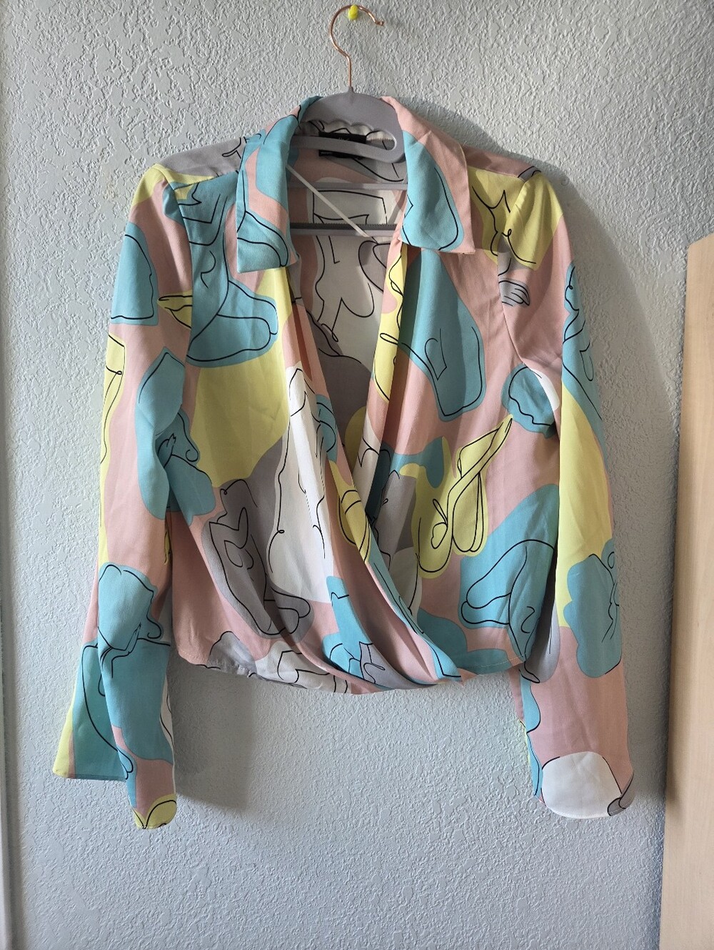 milk & honey Pastel Abstract Blouse - Pink, Blue, Cream